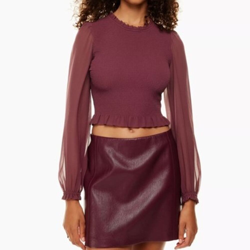 Aritzia Wilfred Tempest Blouse in Garnet Red Size Large